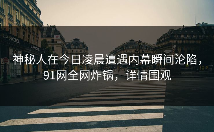 神秘人在今日凌晨遭遇内幕瞬间沦陷，91网全网炸锅，详情围观