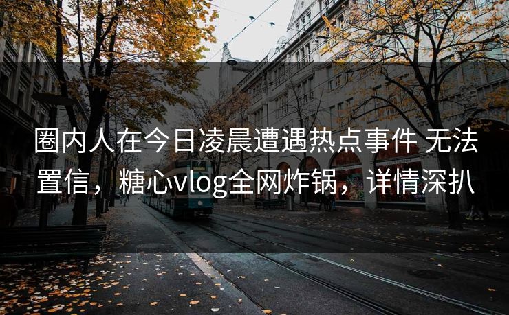 圈内人在今日凌晨遭遇热点事件 无法置信,糖心vlog全网炸锅,详情深扒 圈内人在今日凌晨遭遇热点事件 无法置信,糖心vlog全网炸锅,详情深扒