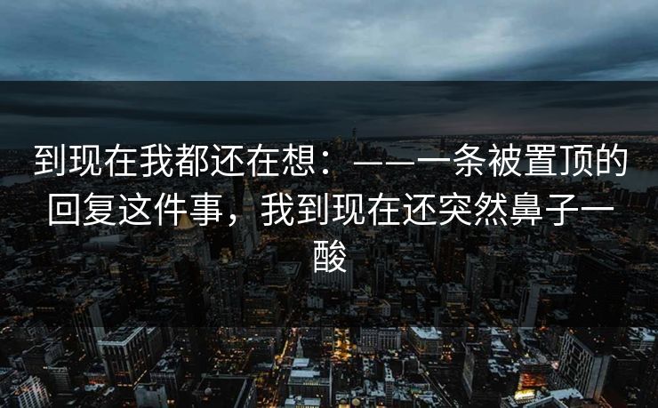 到现在我都还在想：——一条被置顶的回复这件事，我到现在还突然鼻子一酸