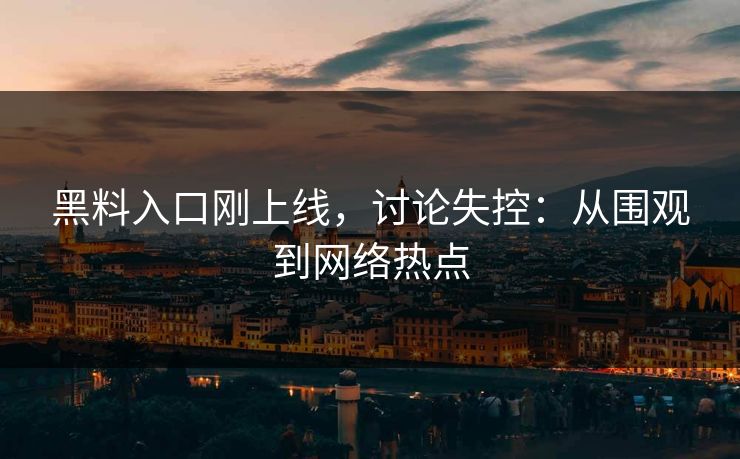 黑料入口刚上线，讨论失控：从围观到网络热点