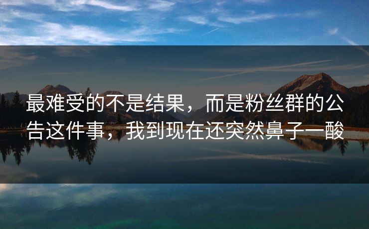 最难受的不是结果，而是粉丝群的公告这件事，我到现在还突然鼻子一酸