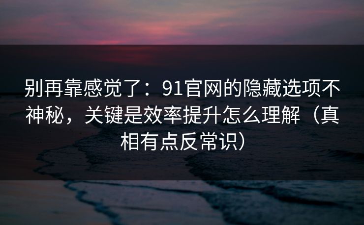 别再靠感觉了:91官网的隐藏选项不神秘,关键是效率提升怎么理解(真相有点反常识) 别再靠感觉了:91官网的隐藏选项不神秘,关键是效率提升怎么理解(真相有点反常识)