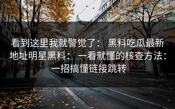 看到这里我就警觉了： 黑料吃瓜最新地址明星黑料： 一看就懂的核查方法： 一招搞懂链接跳转