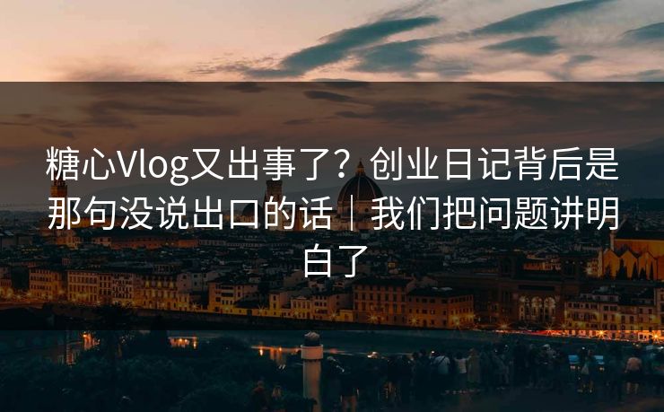 糖心Vlog又出事了?创业日记背后是那句没说出口的话|我们把问题讲明白了 糖心Vlog又出事了?创业日记背后是那句没说出口的话|我们把问题讲明白了